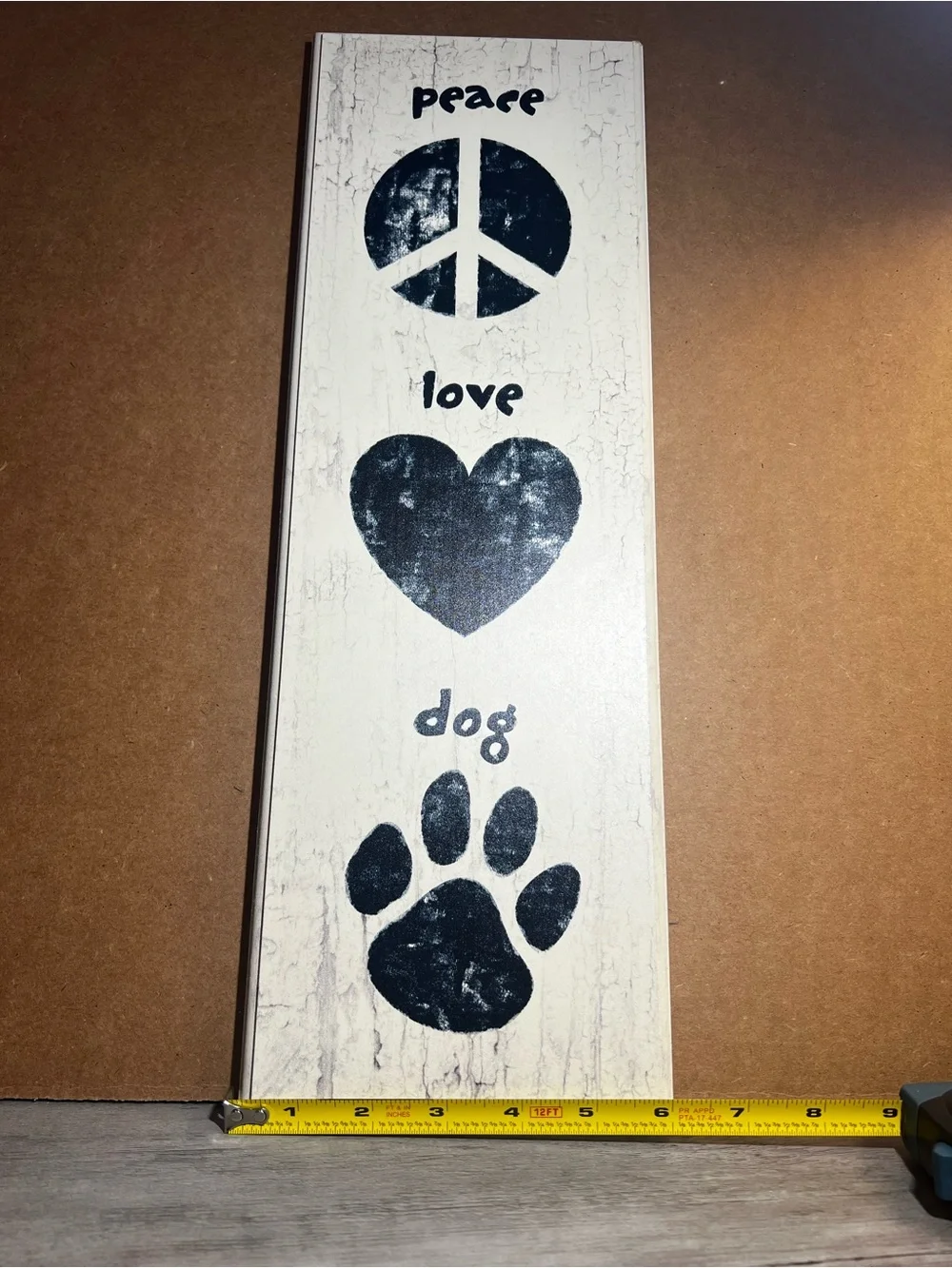Peace Love Dog Vertical Wall Plaque